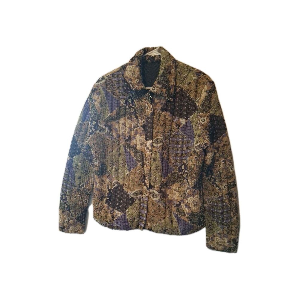 Quilted, Patchwork Style Jacket with a floral and geometric pattern Size M